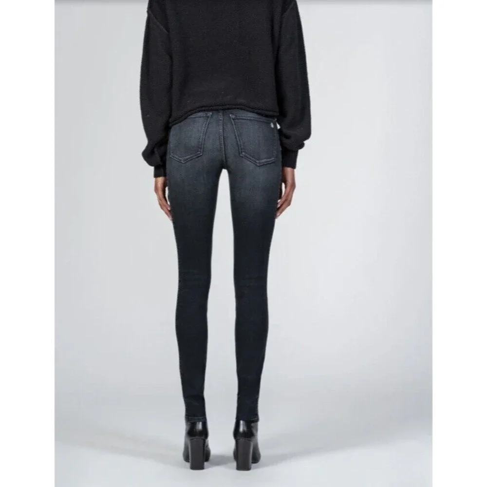 Black Orchid Gisele High Rise Super Skinny Jeans Side Stripes in Raven 27 $198